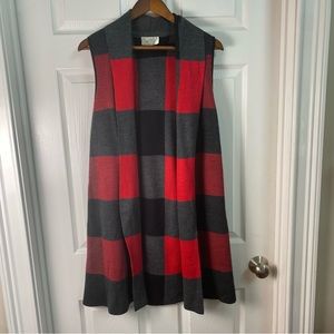 Jillian & Nicole Red/Black/Grey Sleeveless Long Vest        Size S